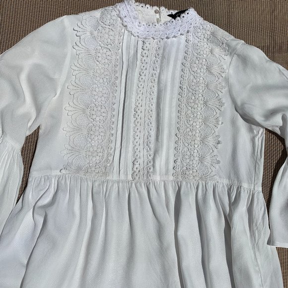Zara White Women Top Sz Sm Lace Embroidered NWT